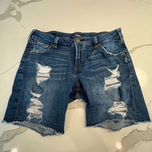Silver Jeans Blue Distressed Jean Shorts